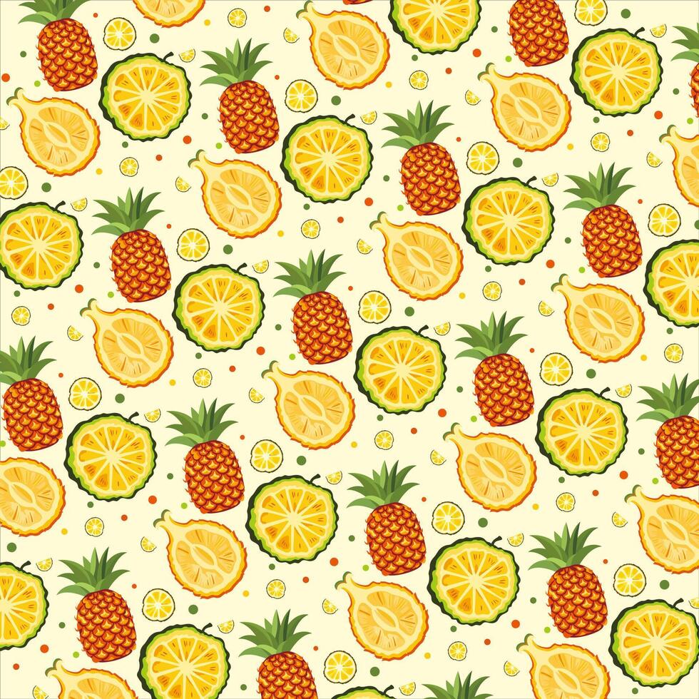 Fruits pattern colorful in realistic design vector