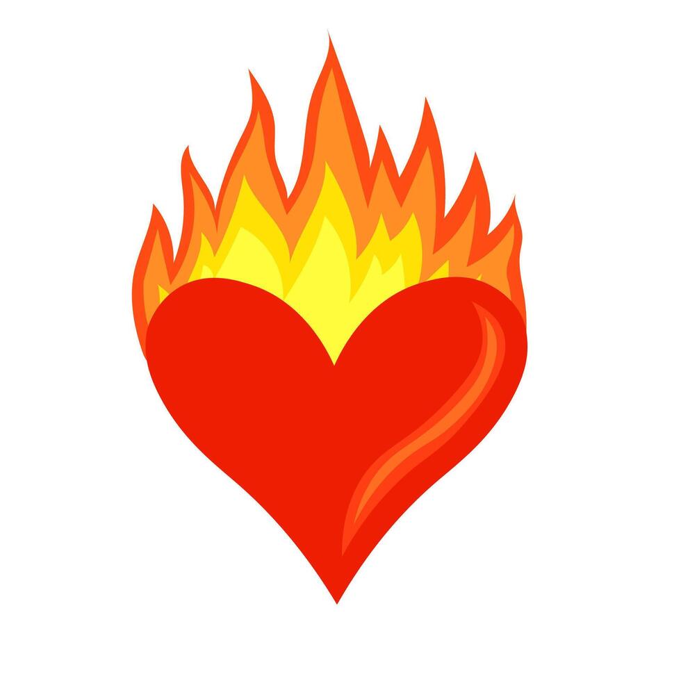 A burning heart full of intense passion or emotion, eternal, boundless love, not confined by time or space vector