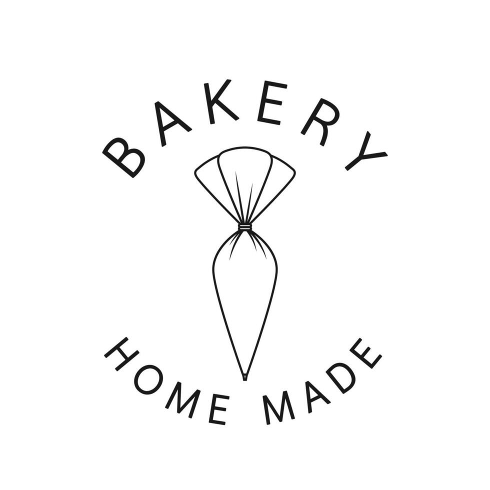 Bakery logo. Piping Cream Cake logo design. Silicone Piping Cream Cake doodle symbol. vector