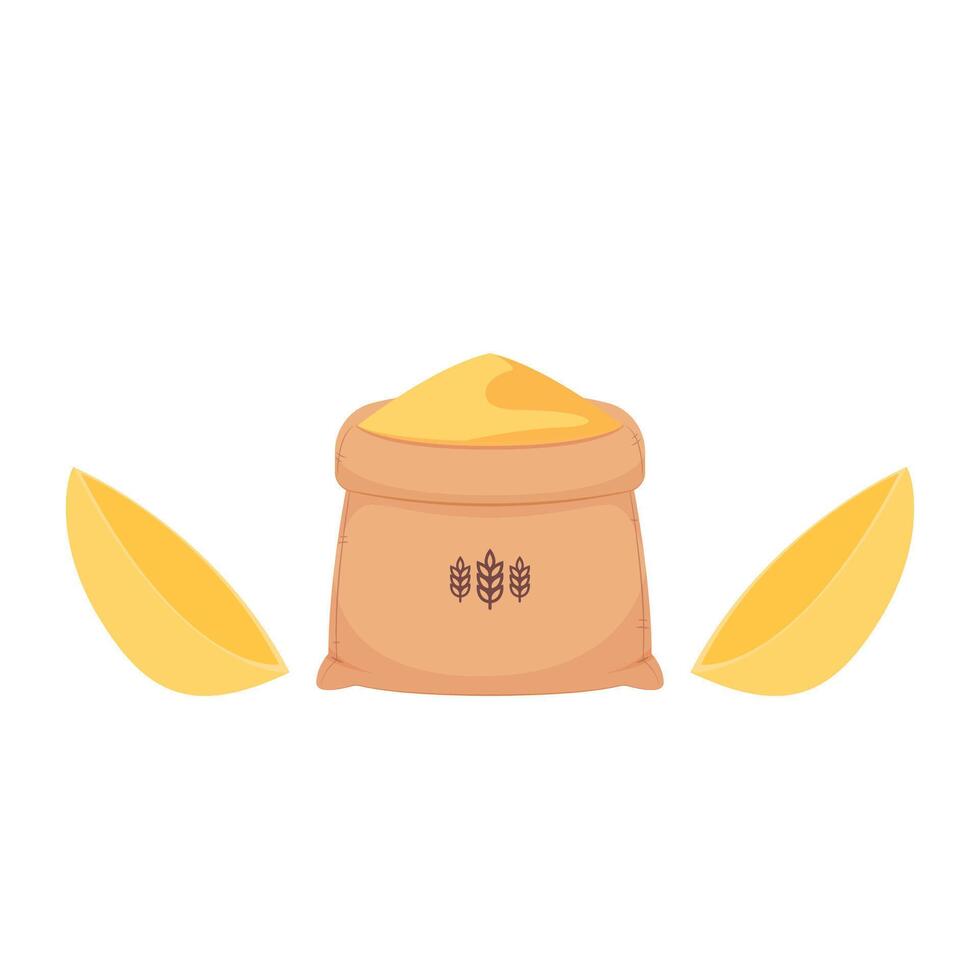 Rice sack cartoon . Rice bag. symbol. Paddy . Wheat . vector
