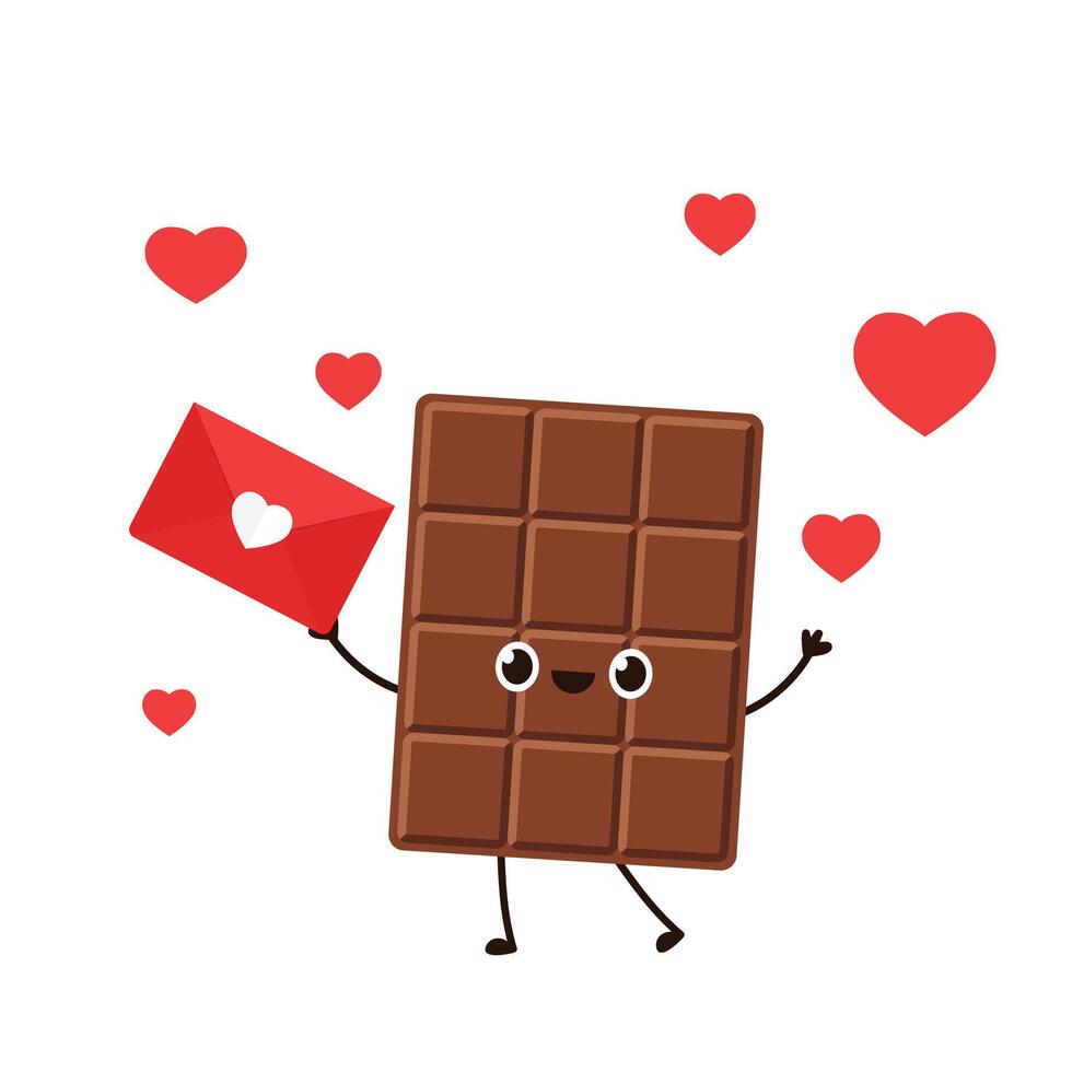 Chocolate character design. Chocolate . chocolate on white background. Letter love . vector