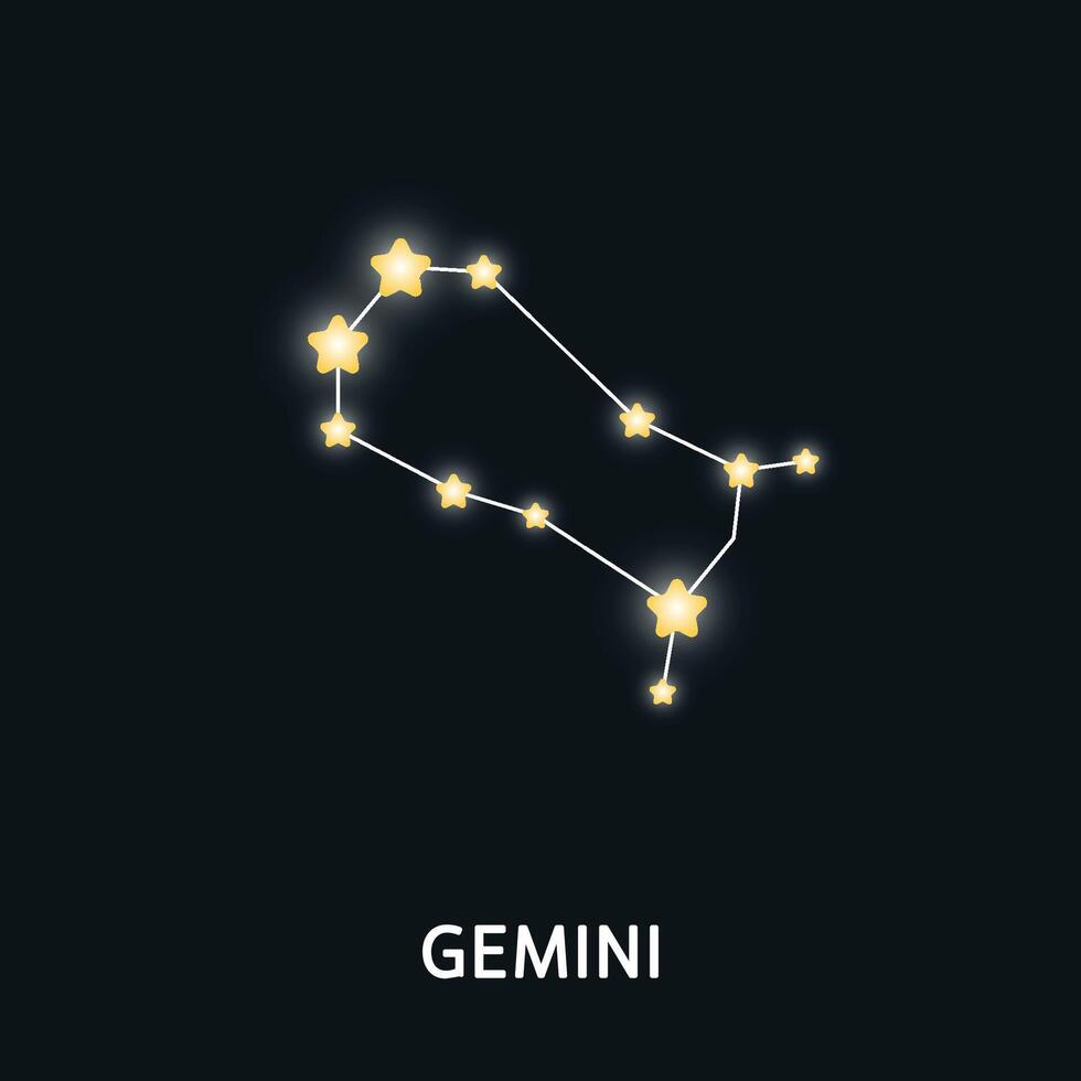 Astrological zodiac Gemini. 12 zodiac symbol. Astronomy occult symbol with zodiac sign. vector