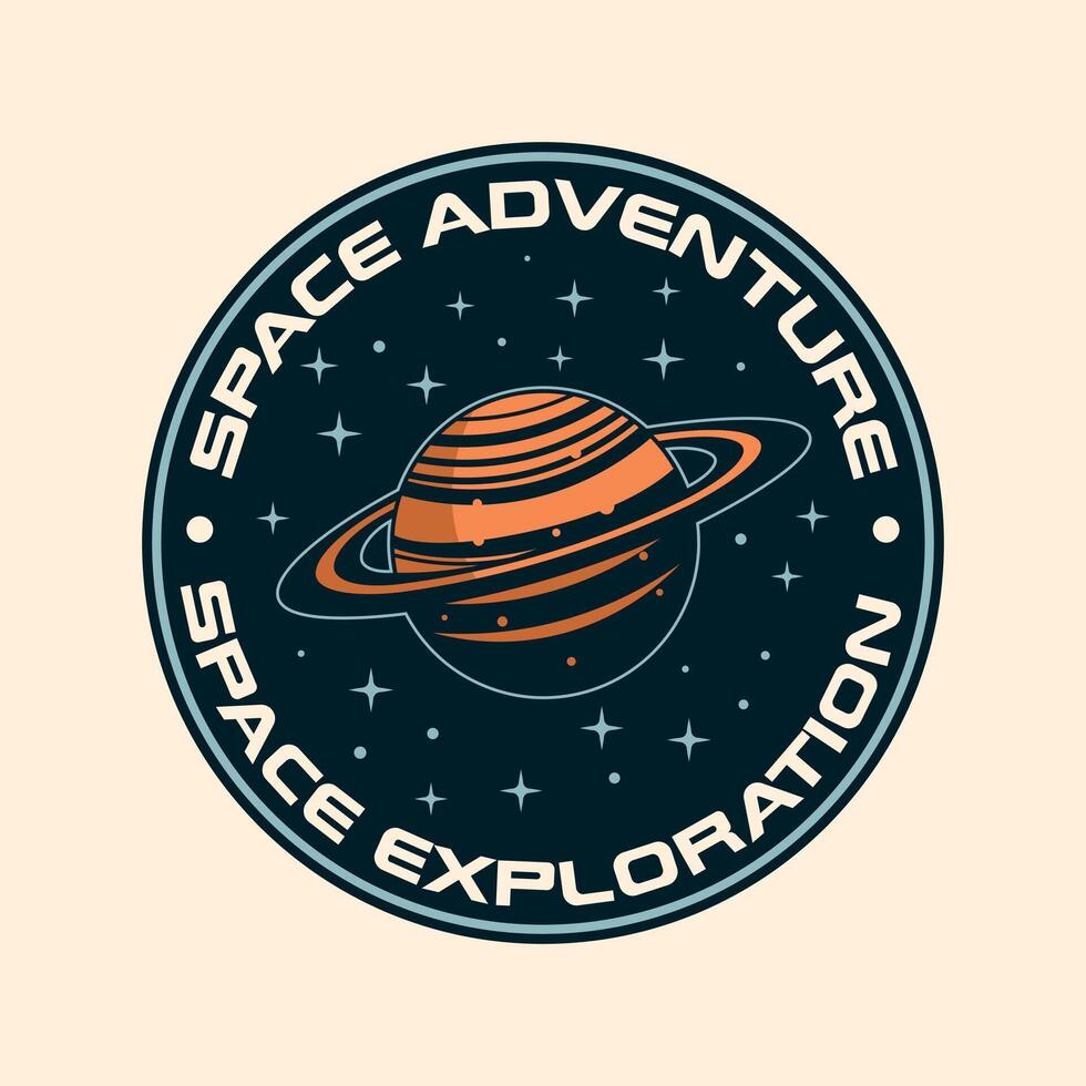 Space Galaxy universe outer space planet Vintage Retro Badge logo vector