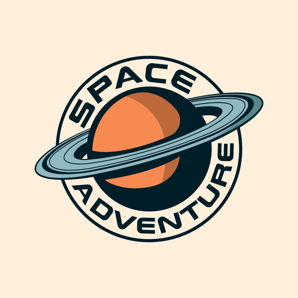 Space Galaxy universe outer space planet Vintage Retro Badge logo vector