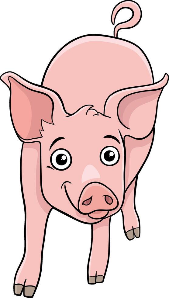 cartoon funny piglet farm animal character vector