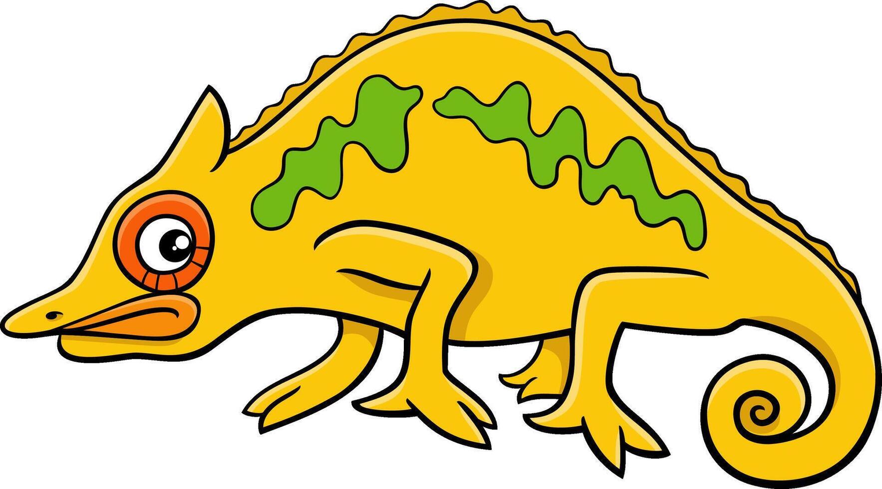 funny cartoon chameleon reptile animal character vector