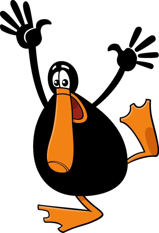 cartoon happy black duck animal character vector