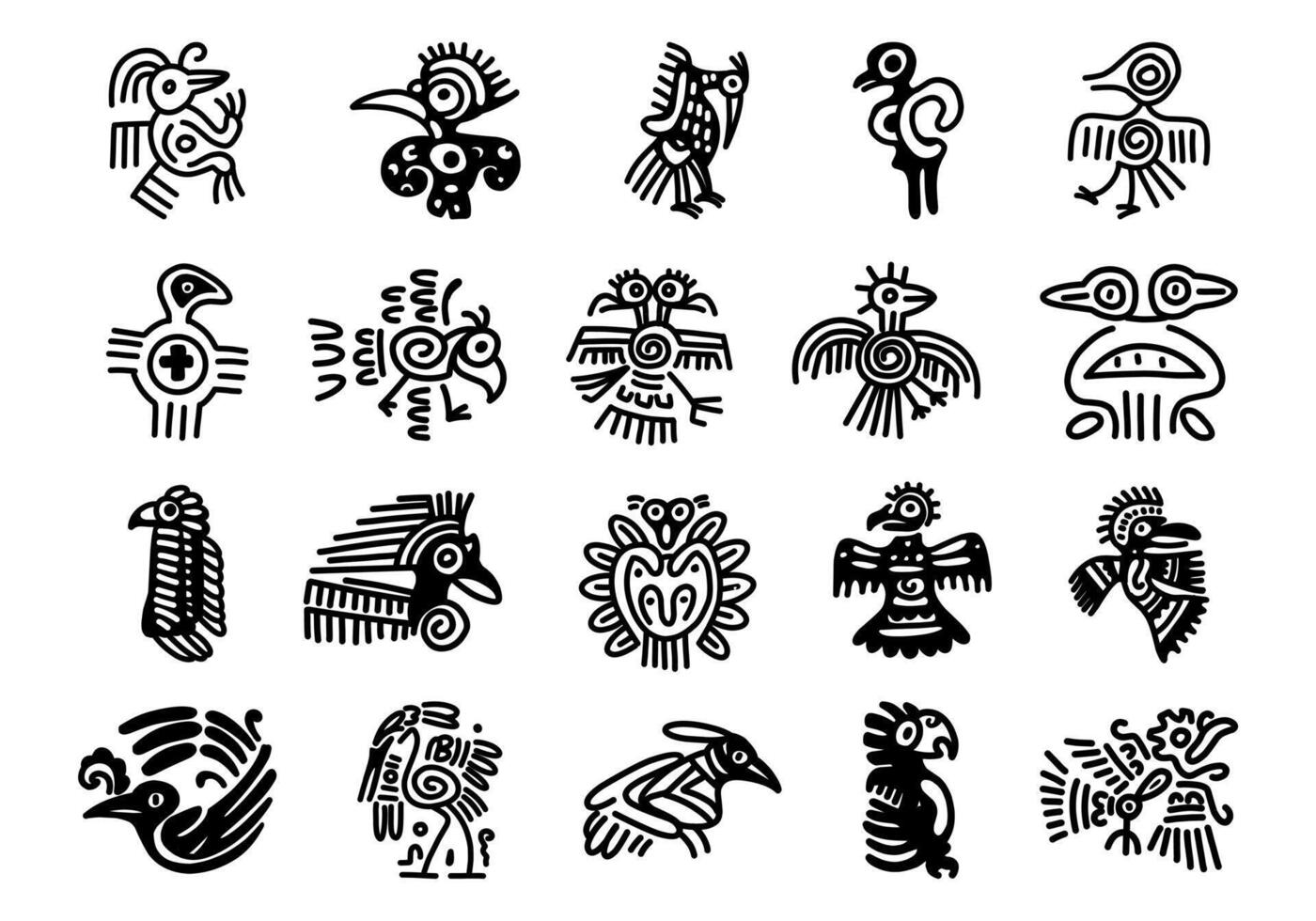 Aztec Mayan Bird Element Set vector