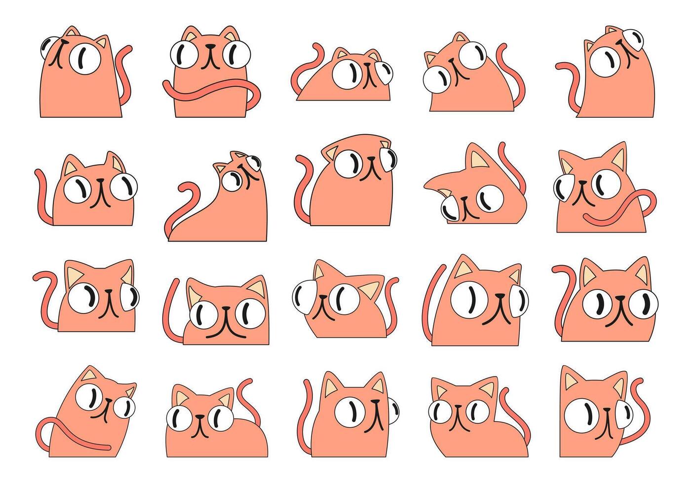 Cute Cat Cartoon Illustration Set vector