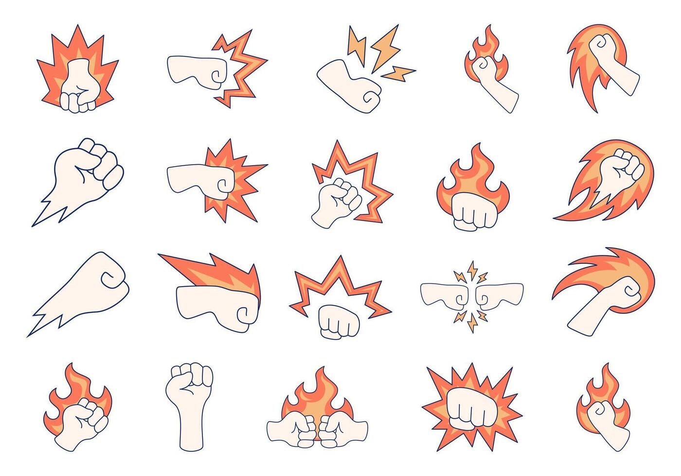 Fist Fight Logo Element Set vector