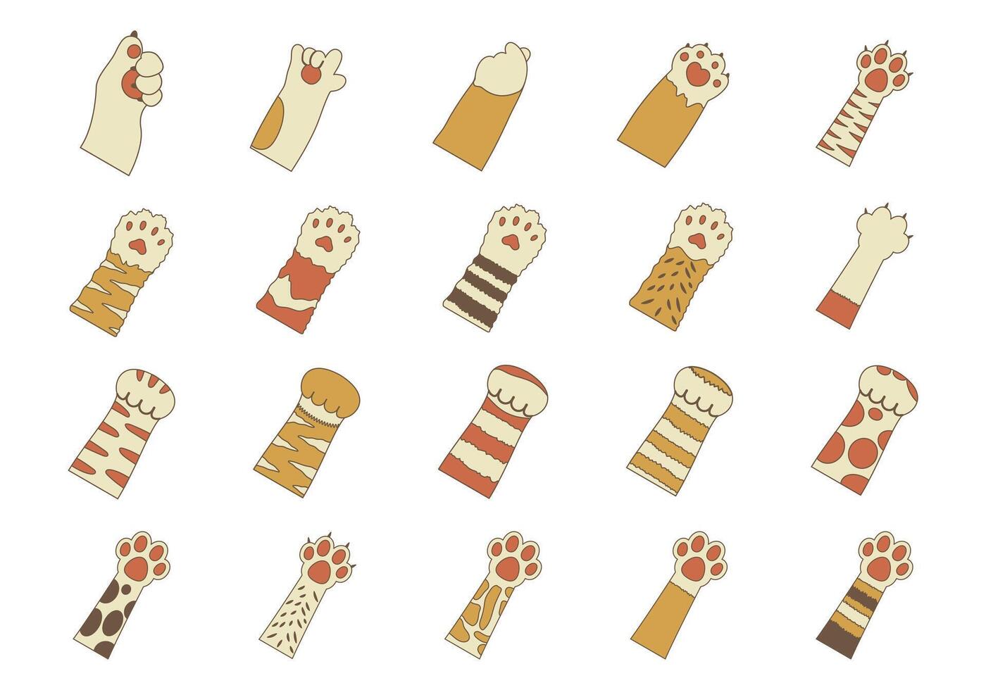 Cat Paw Illustration Element Set vector