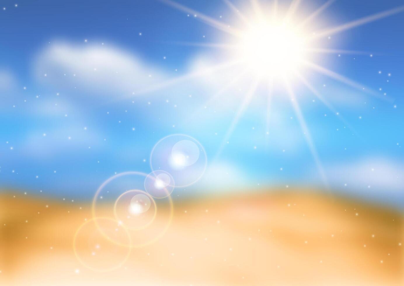 abstract defocussed summer beach background with sun rays vector