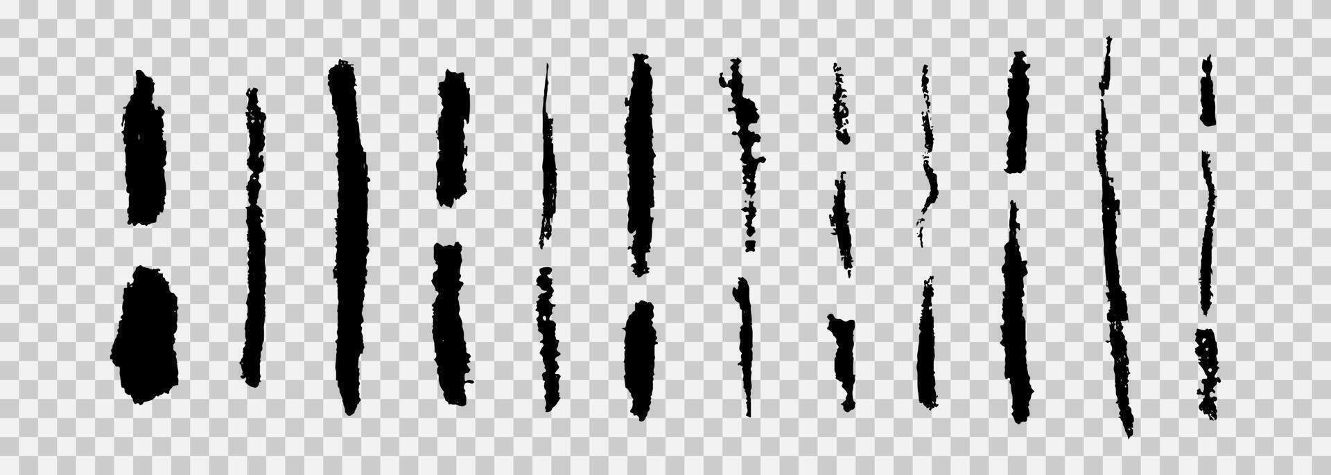 Set of black artistic grunge brush strokes. Grungy overlay texture, dirty brush effect. vector