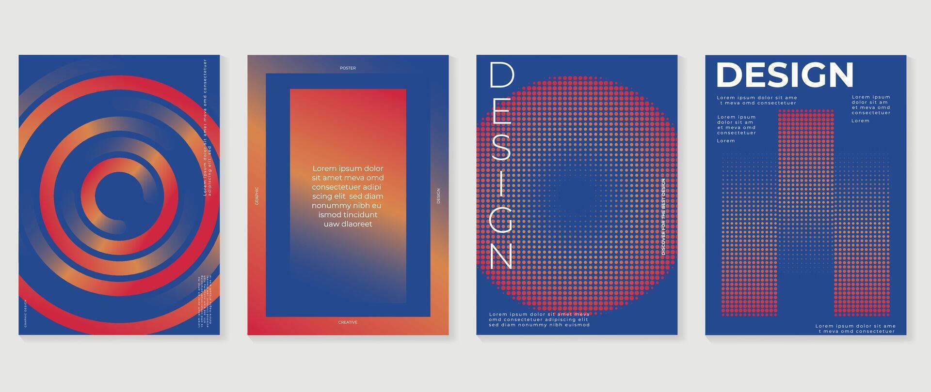Abstract gradient poster background set. Minimalist style cover template with vibrant perspective 3d geometric prism shapes collection. Ideal design for social media, cover, banner, flyer. vector