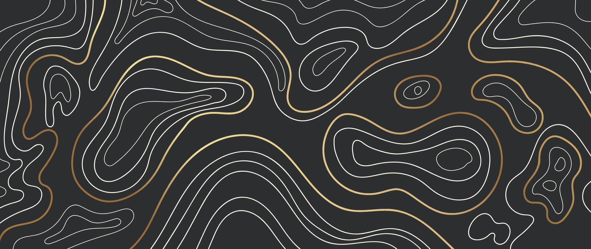 Luxury gold abstract line art background . Mountain topographic map background with golden lines on black background. Wallpaper design for wall arts, fabric , packaging , web, banner, interior. vector