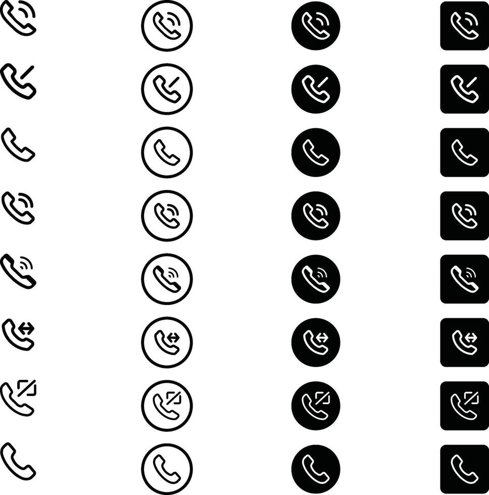 A set of black and white phone icons with some different style vector
