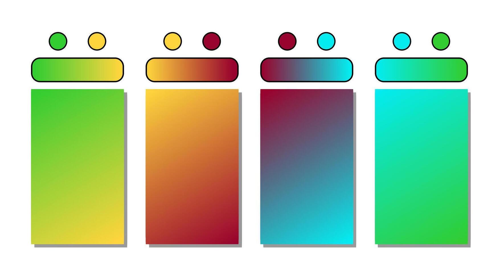 Set of gradient background. Cover set design with green, yellow, red, blue color. Beautiful abstract gradient for covers, wallpapers, branding, business cards. illustration vector
