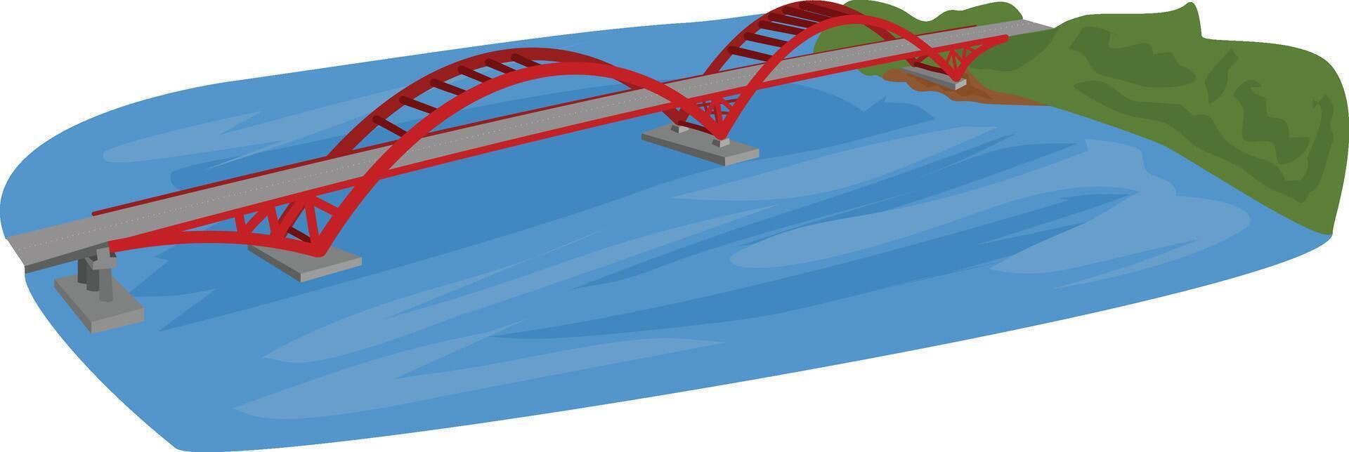 Red Bridge, Youtefa Bridge in Papua, Indonesia vector