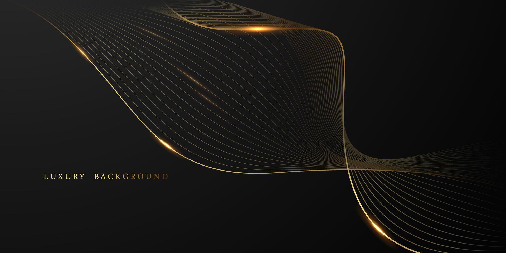 Abstract modern design black background with luxury golden elements illustration. vector