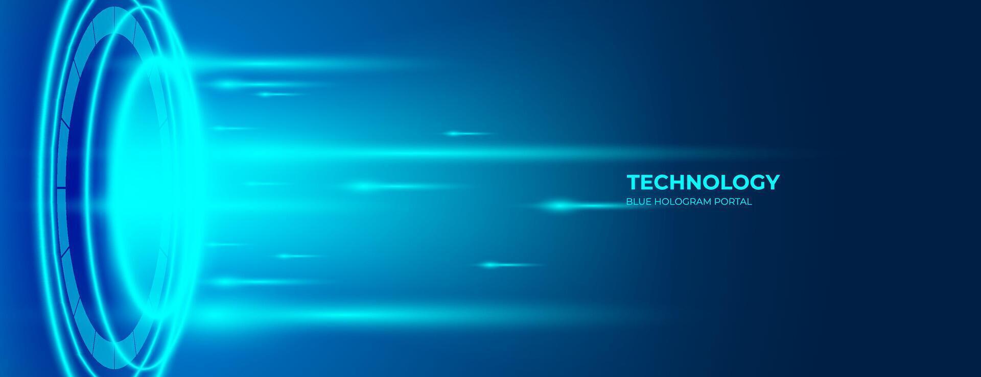 blue hologram portal background. Abstract high tech futuristic technology design vector