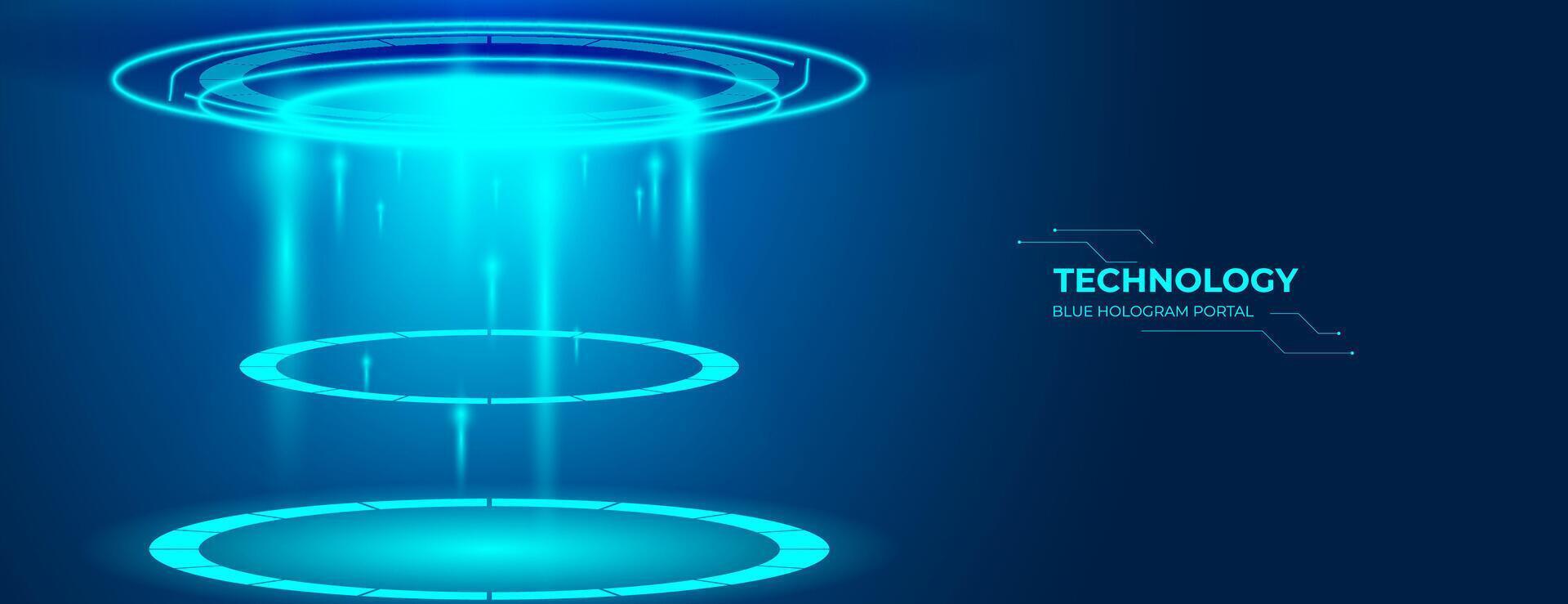 abstract blue hologram portal background vector