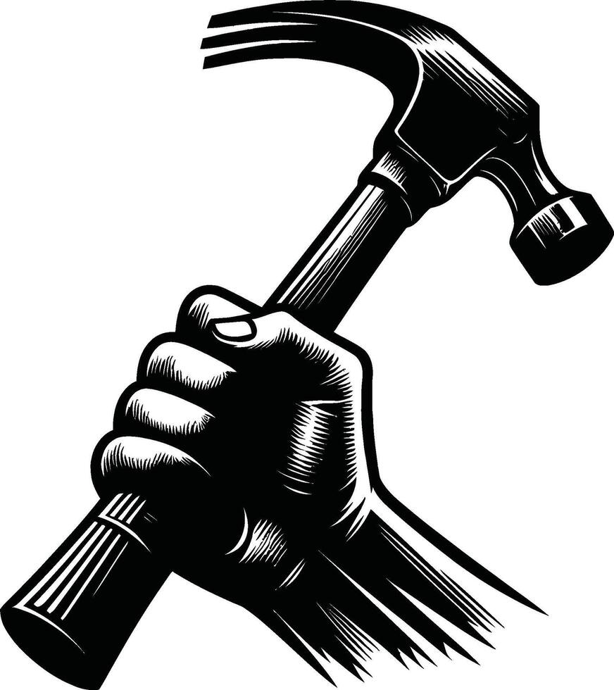 Hammer, isolated on white background. silhouette of hammer and other tools. vector