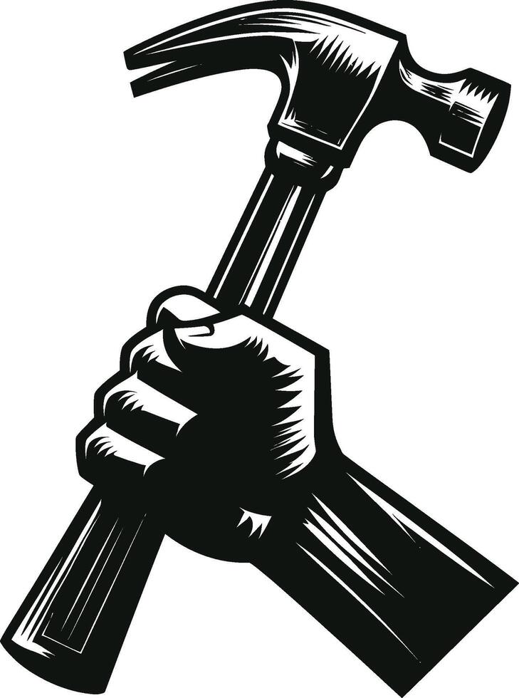 Hammer, isolated on white background. silhouette of hammer and other tools. vector