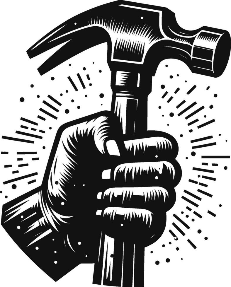 Hammer, isolated on white background. silhouette of hammer and other tools. vector