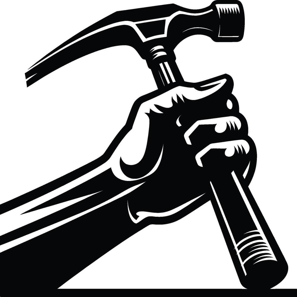 Hammer, isolated on white background. silhouette of hammer and other tools. vector