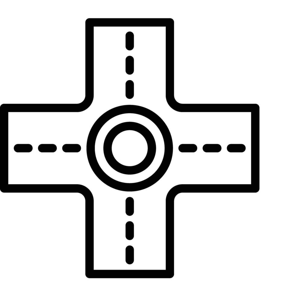 Four Way Intersection Line Icon design vector