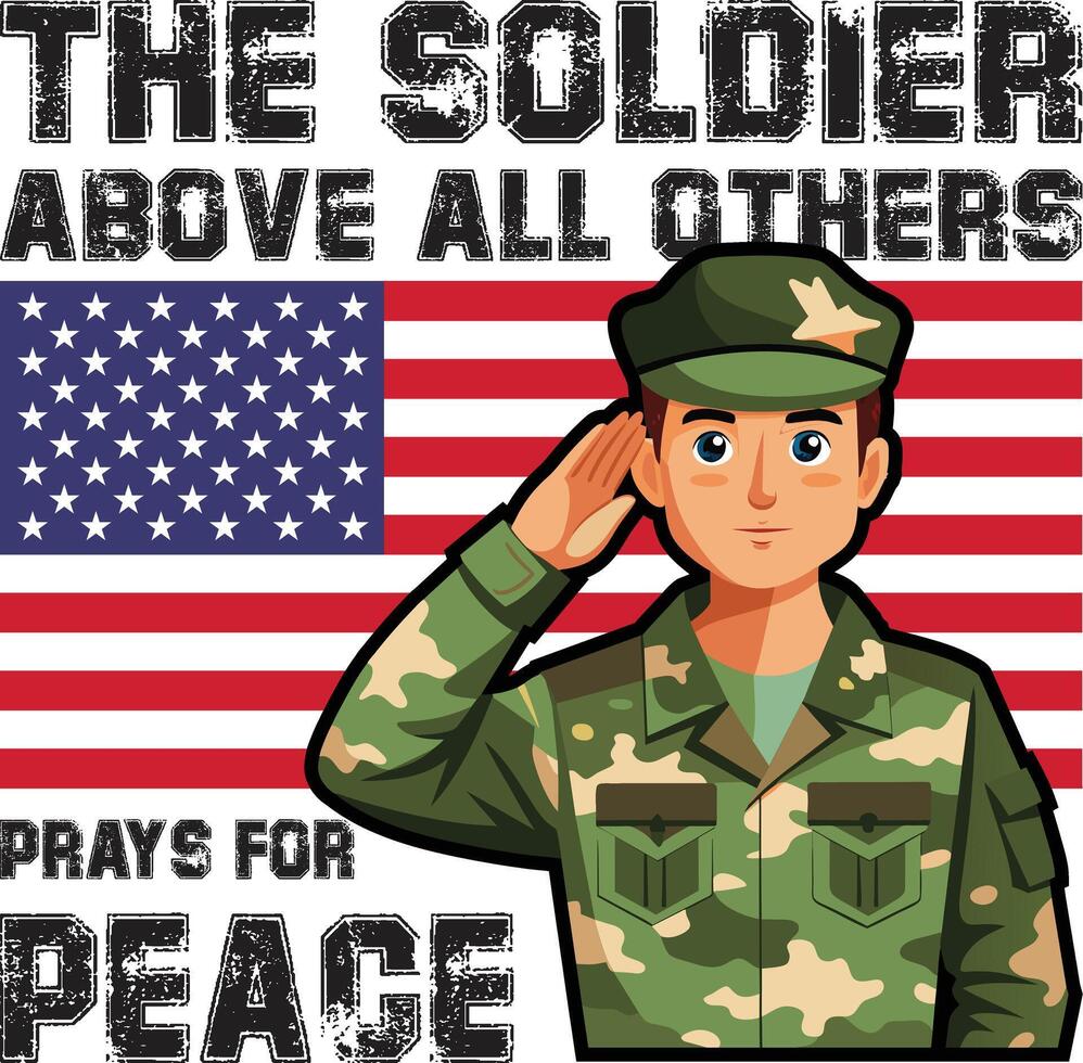 4th July USA Soldier Veteran Design. vector