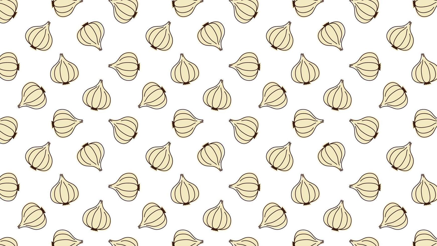 Onion pattern wallpaper. Onion on white background. vector