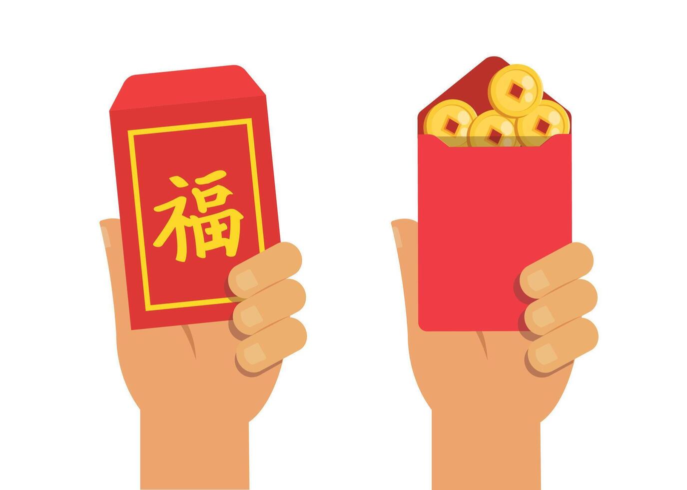 Hand holding Angpao. Chinese new year vector