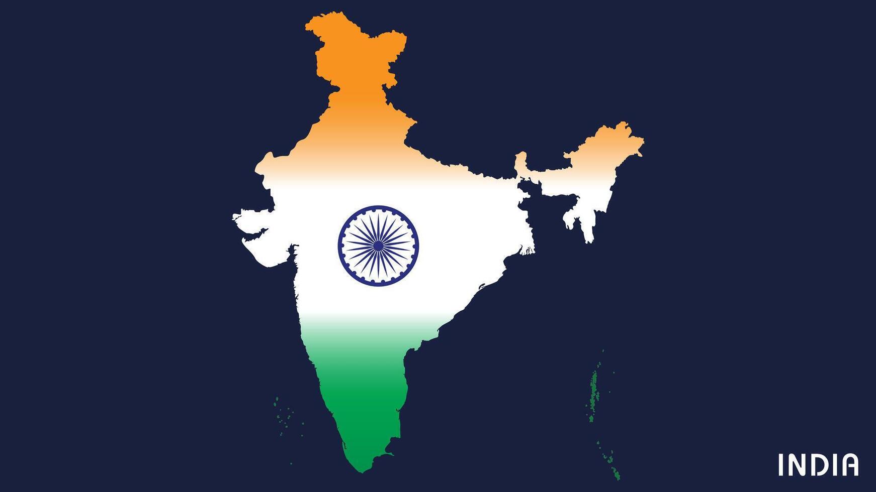 Republic of India Map made by Indian Flag colors Happy Independence Day and Republic Day concept. vector