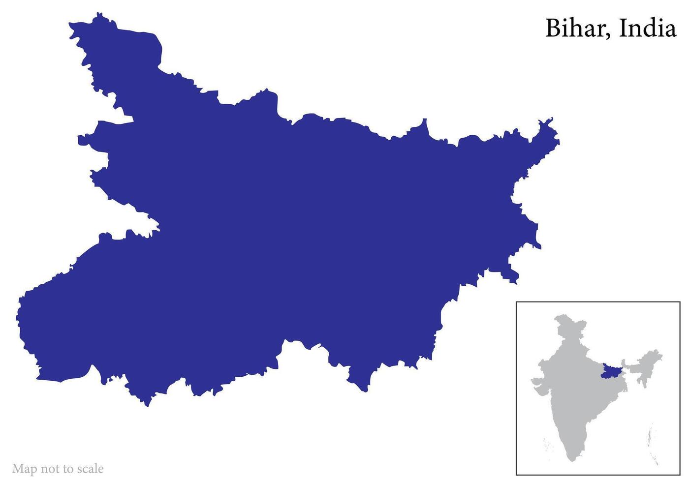 Indian state Bihar map, Bihar map along with Indian Map vector