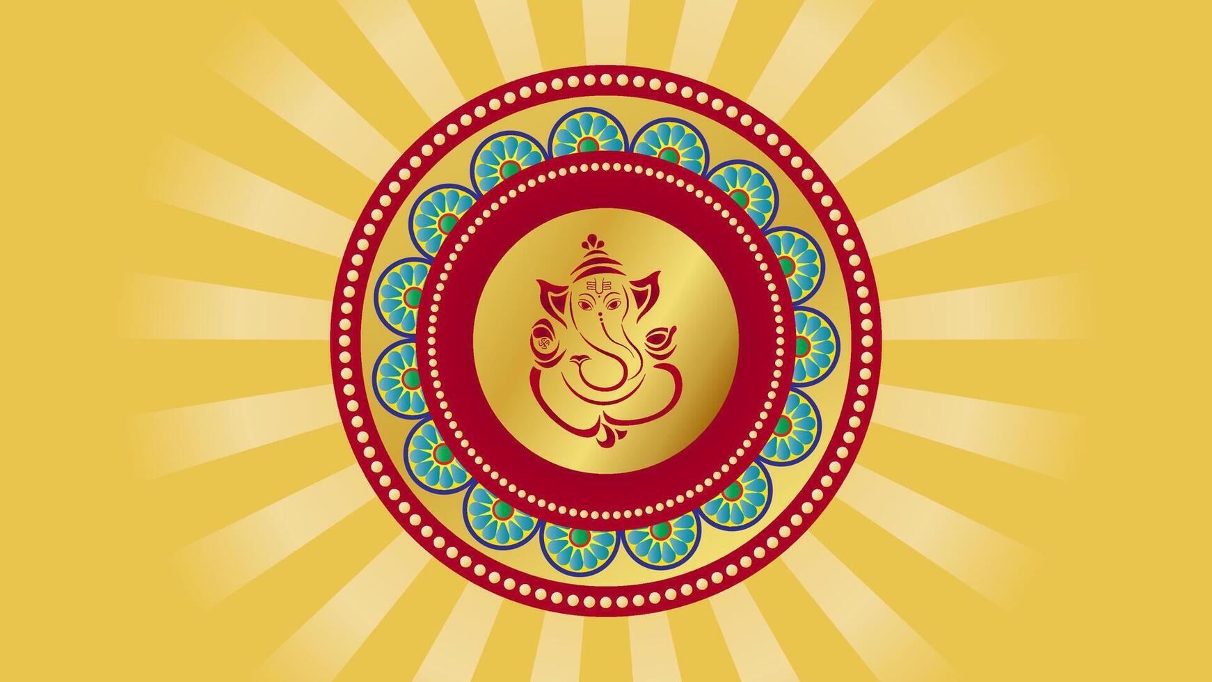 Hindu God Ganesha Vinayaga Ganapati with traditional background illustration vector