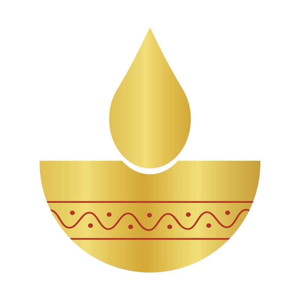 golden traditional Lamp Deepam Diya icon vector
