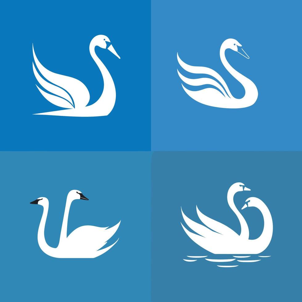 swans on blue and white background vector