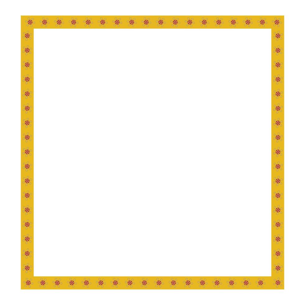 gold square frame with flower texture isolated on white with empty space vector