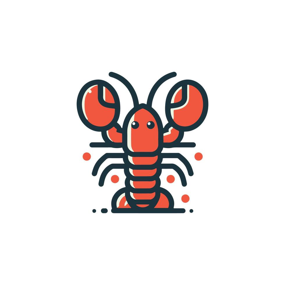 Cute simple lobster colored flat icon on isolated white background vector
