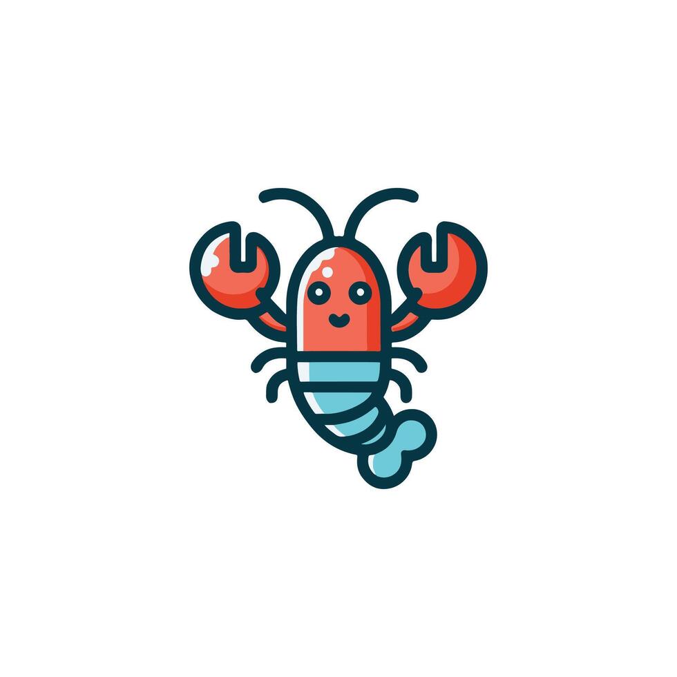 Cute simple lobster colored flat icon on isolated white background vector