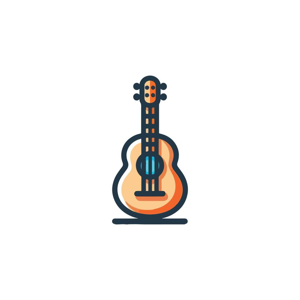 simple guitar colored flat icon on isolated white background vector