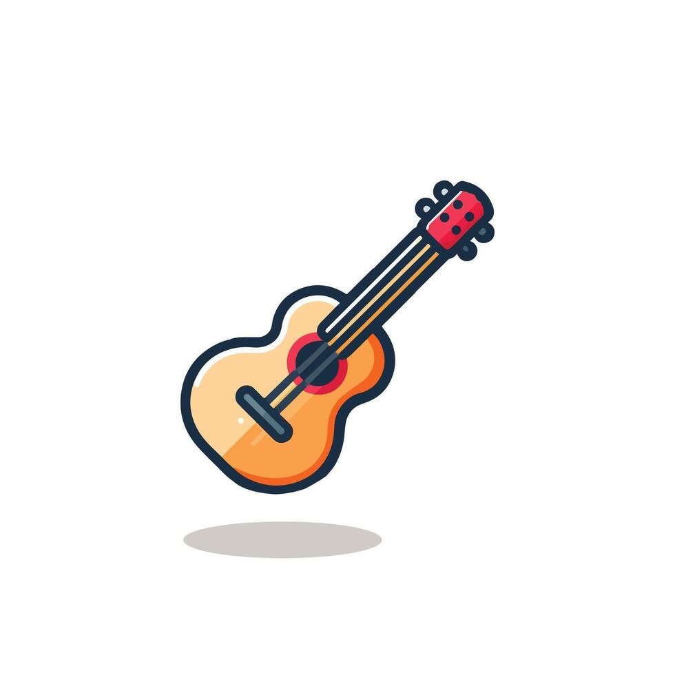 simple guitar colored flat icon on isolated white background vector