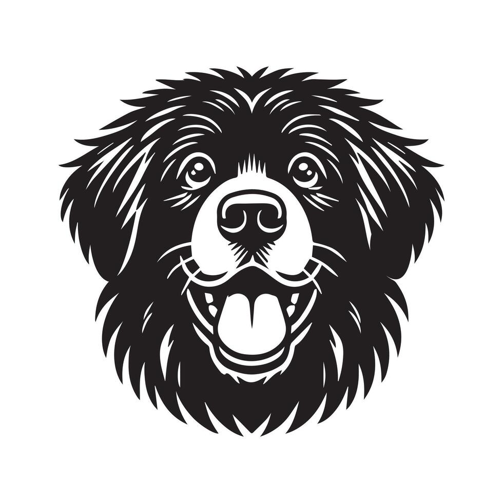 Leonberger Face Logo, Leonberger Dog Clipart illustration in black and white vector