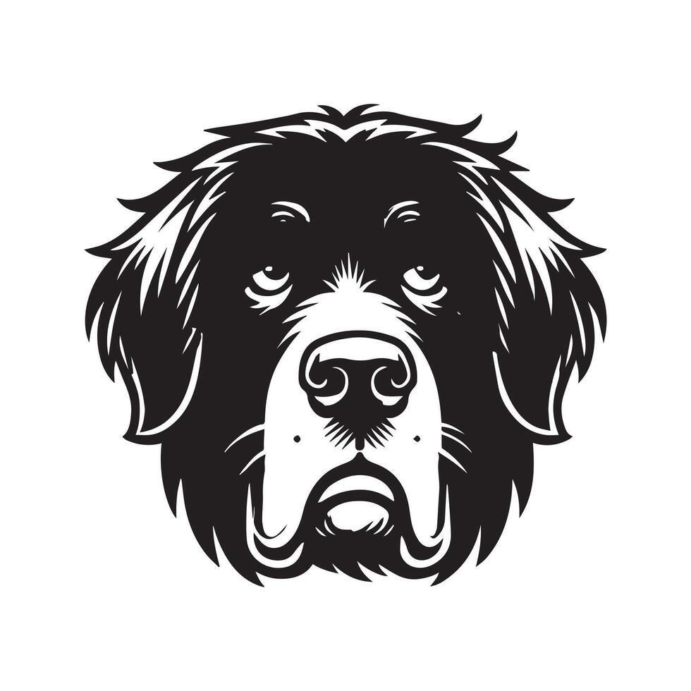 Leonberger Face Logo, Leonberger Dog Clipart illustration in black and white vector