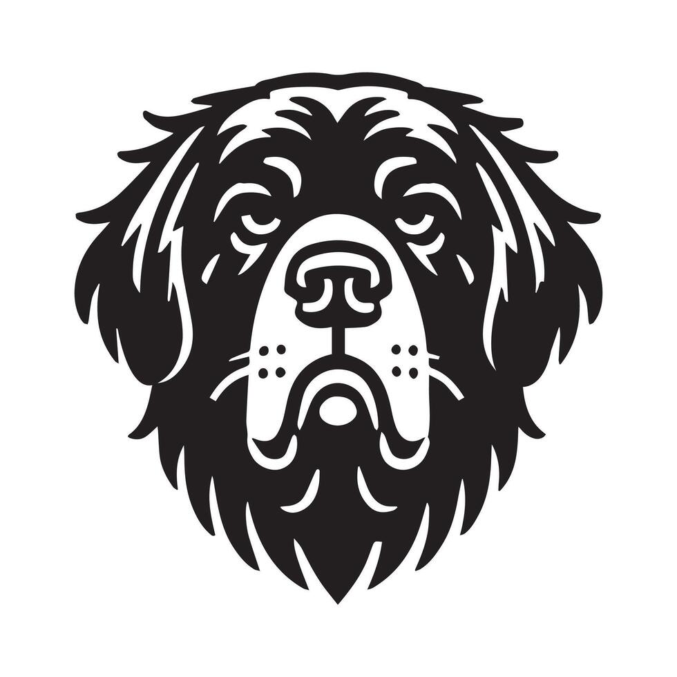 Leonberger Face Logo, Leonberger Dog Clipart illustration in black and white vector