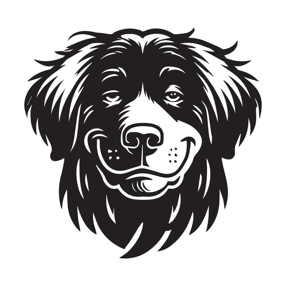 Leonberger Face Logo, Leonberger Dog Clipart illustration in black and white vector
