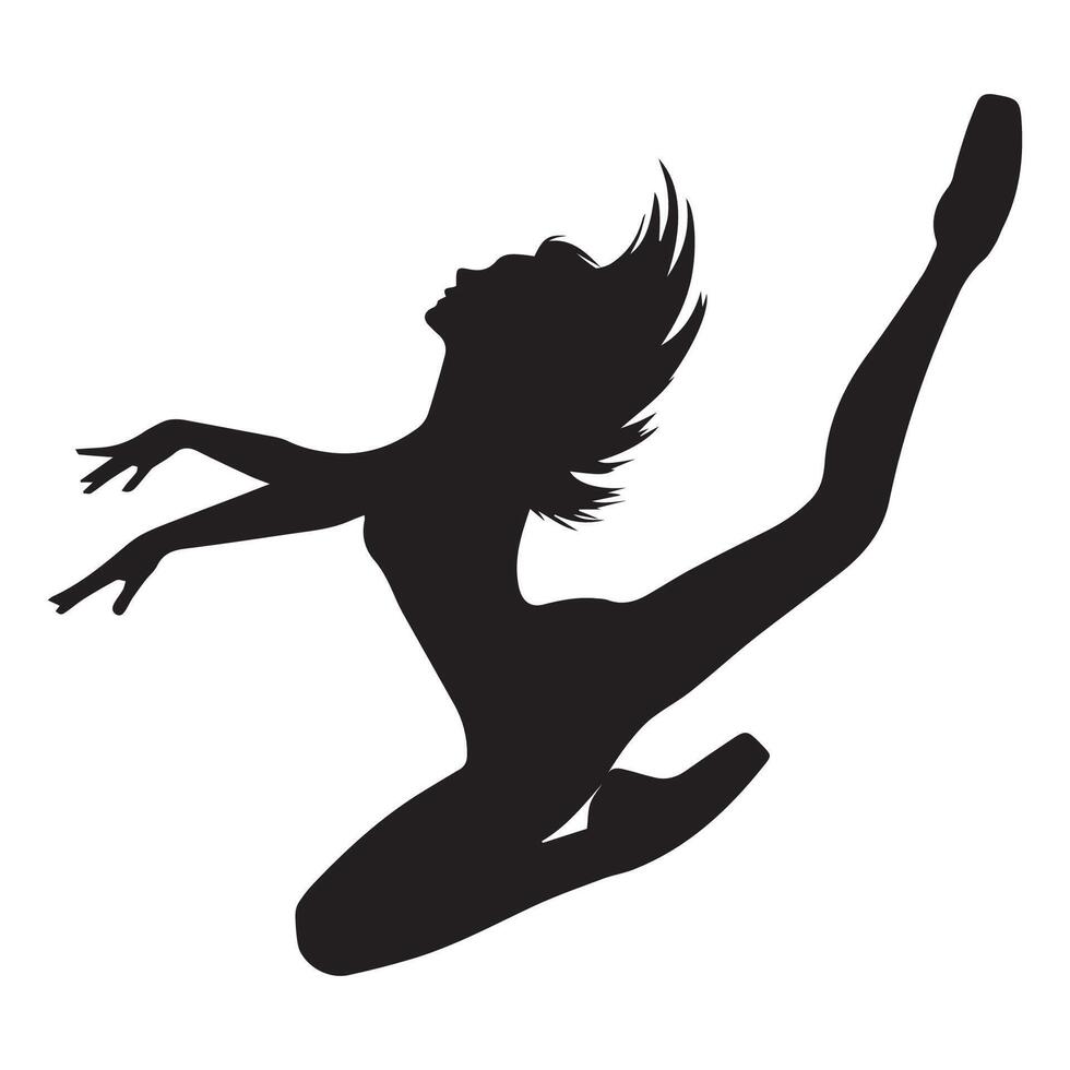 Dance silhouette, Jete Dance illustration in black and white vector