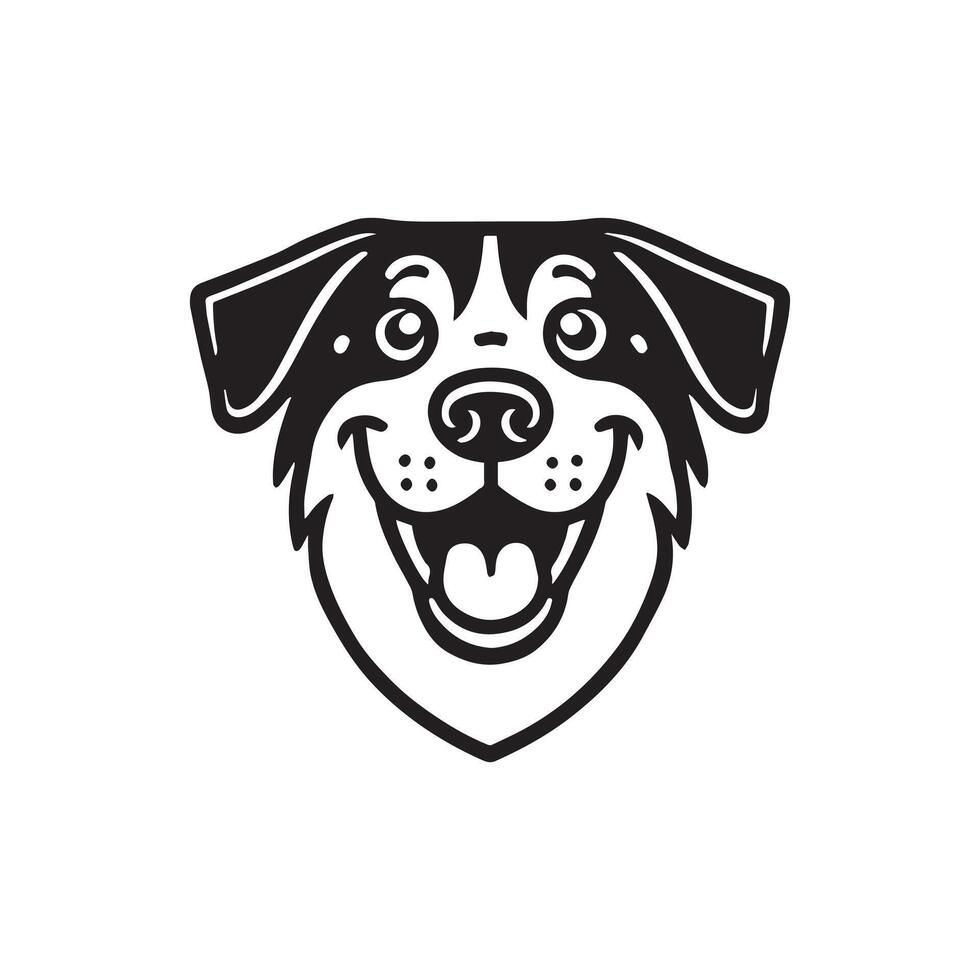 Kuvasz Dog Face Logo - Dog Clipart illustration in black and white vector
