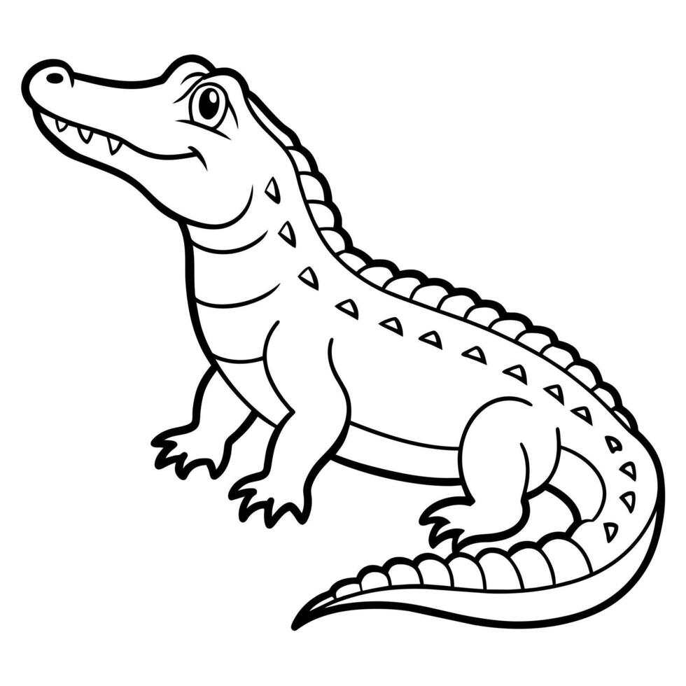 American Crocodile sits icon illustration vector